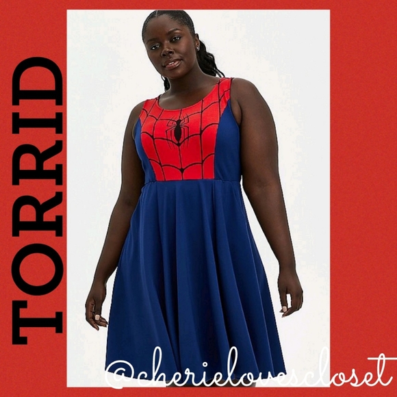 spider man skater dress Red Spiderman Printed Skater Dress